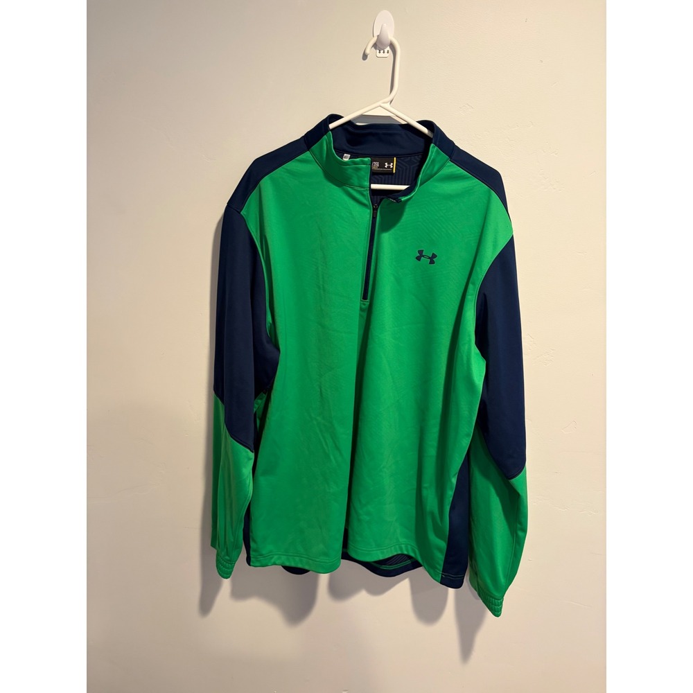 Under Armour Mens Storm 1/4 Zip Pullover Jacket Green Navy Blue 2XL Loose Fit